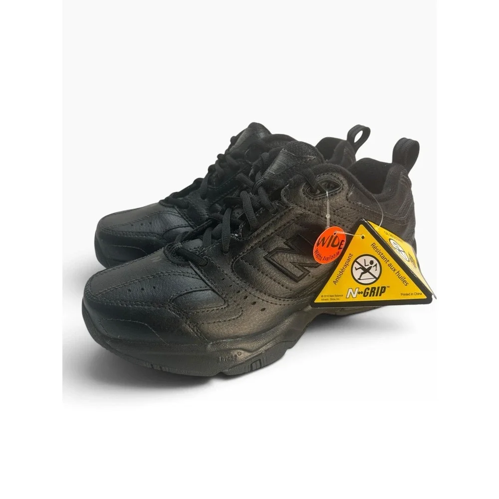 New Balance Men's 608 v2 MX608V2B Triple Black Leather Training Shoes Size 6.5 W